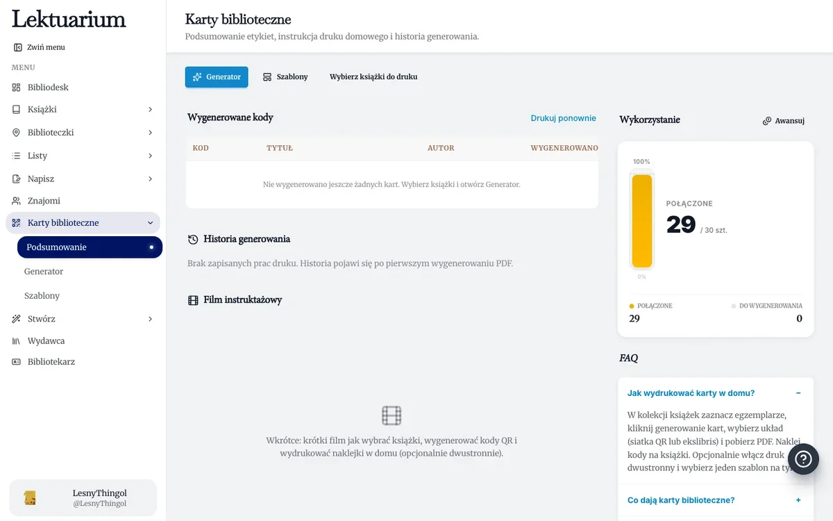 Podsumowanie kart bibliotecznych