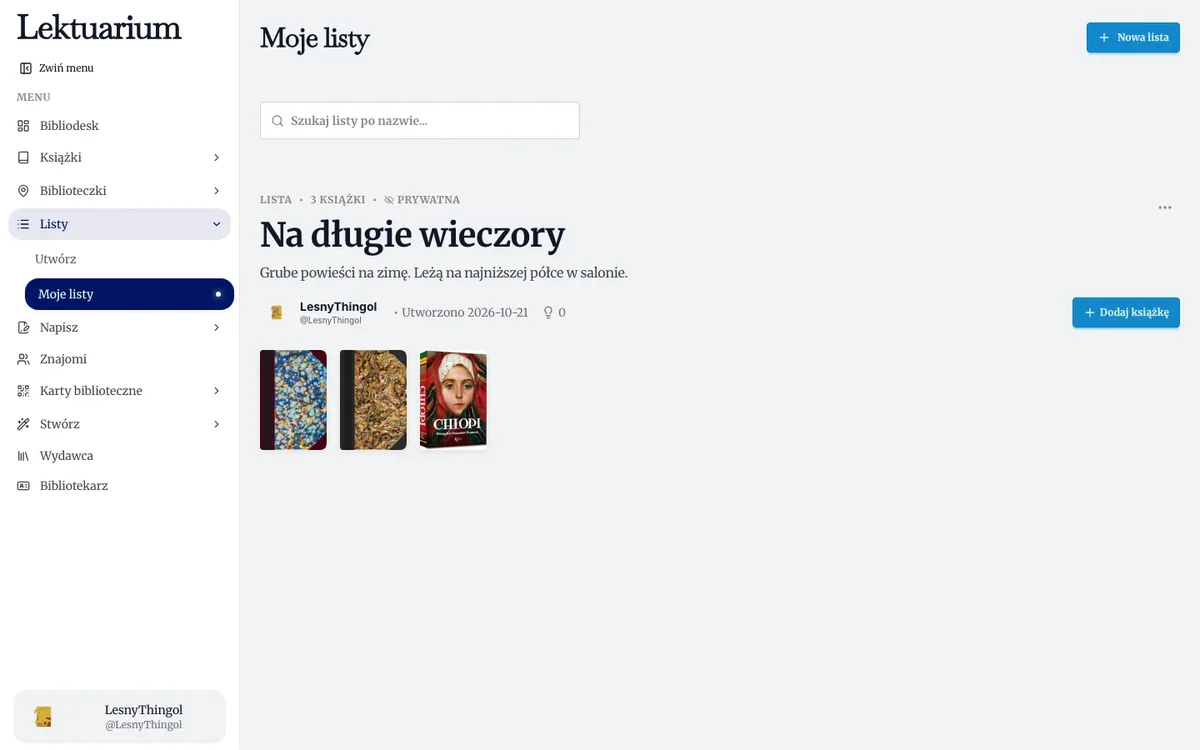 Moje listy w Bibliodesku